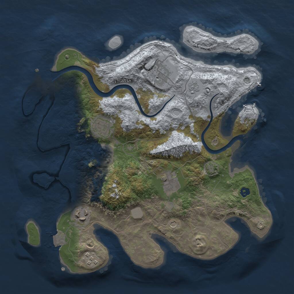 Rust Map: Procedural Map, Size: 3000, Seed: 2097246729, 9 Monuments