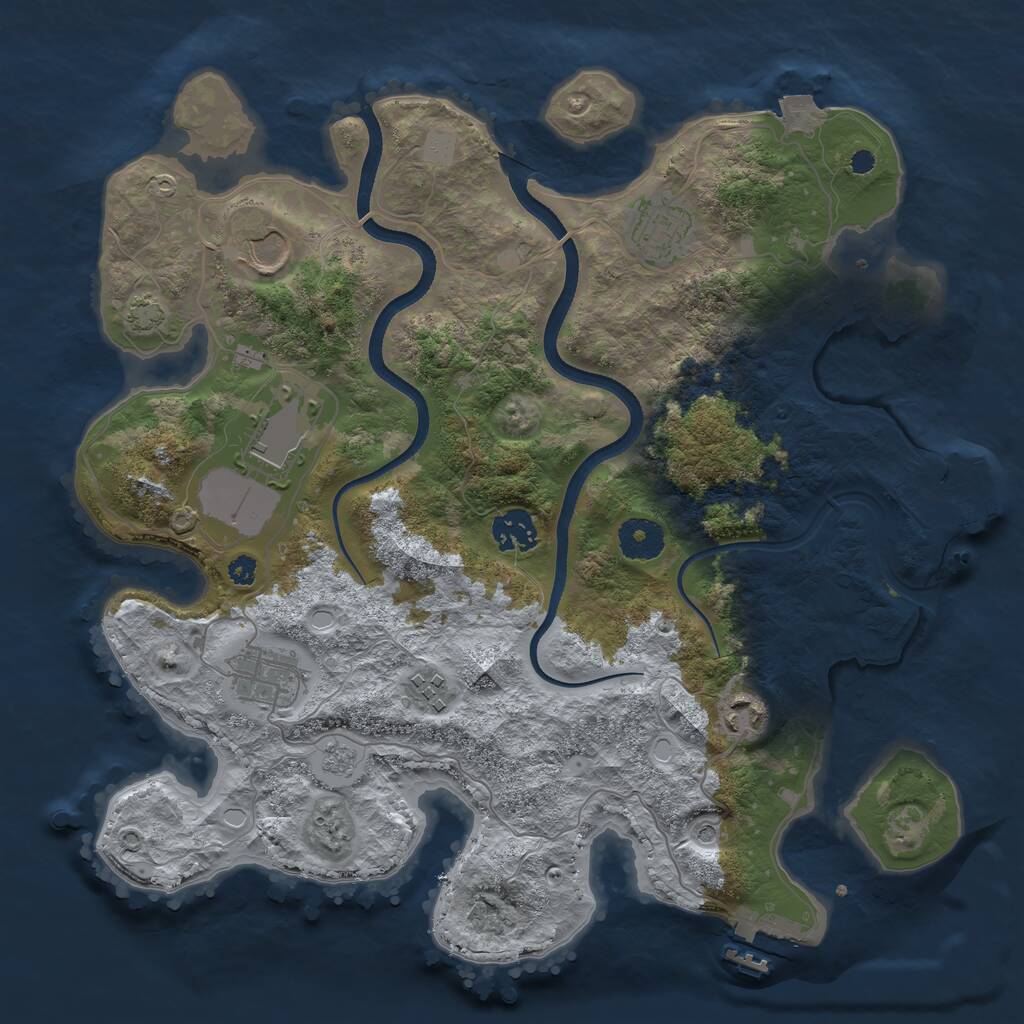 Rust Map: Procedural Map, Size: 3500, Seed: 133423942, 13 Monuments