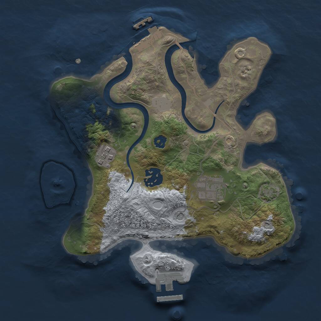 Rust Map: Procedural Map, Size: 2500, Seed: 1587576476, 8 Monuments