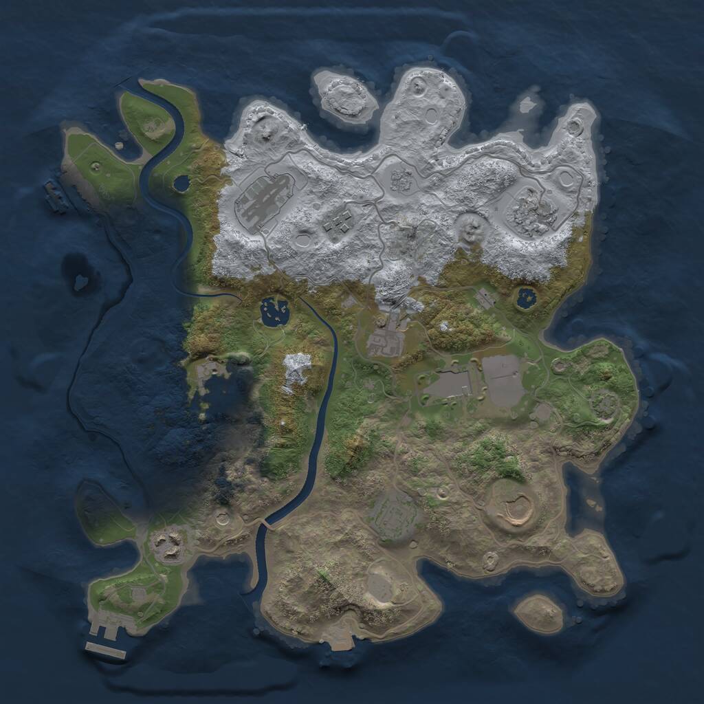 Rust Map: Procedural Map, Size: 3500, Seed: 130113, 16 Monuments