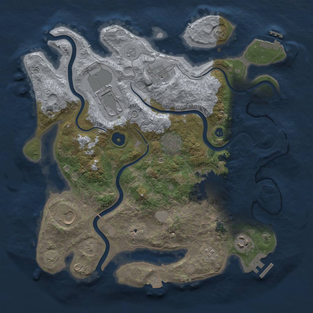 Rust Map: Procedural Map, Size: 3500, Seed: 693377944, 13 Monuments
