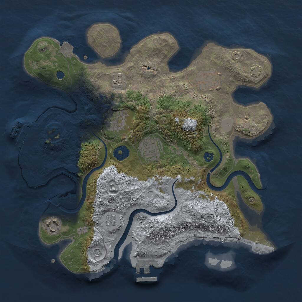 Rust Map: Procedural Map, Size: 3000, Seed: 846322844, 11 Monuments