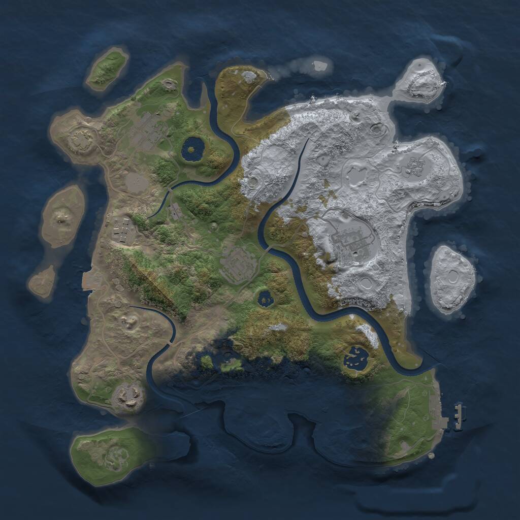 Rust Map: Procedural Map, Size: 3250, Seed: 1199824013, 11 Monuments