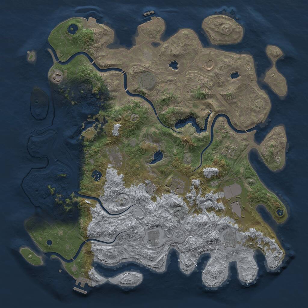 Rust Map: Procedural Map, Size: 4500, Seed: 543665678, 17 Monuments