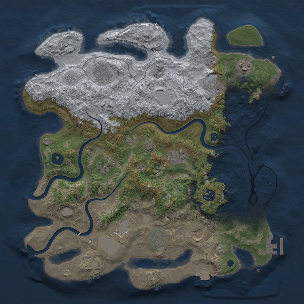 Rust Map: Procedural Map, Size: 3750, Seed: 907594127, 16 Monuments
