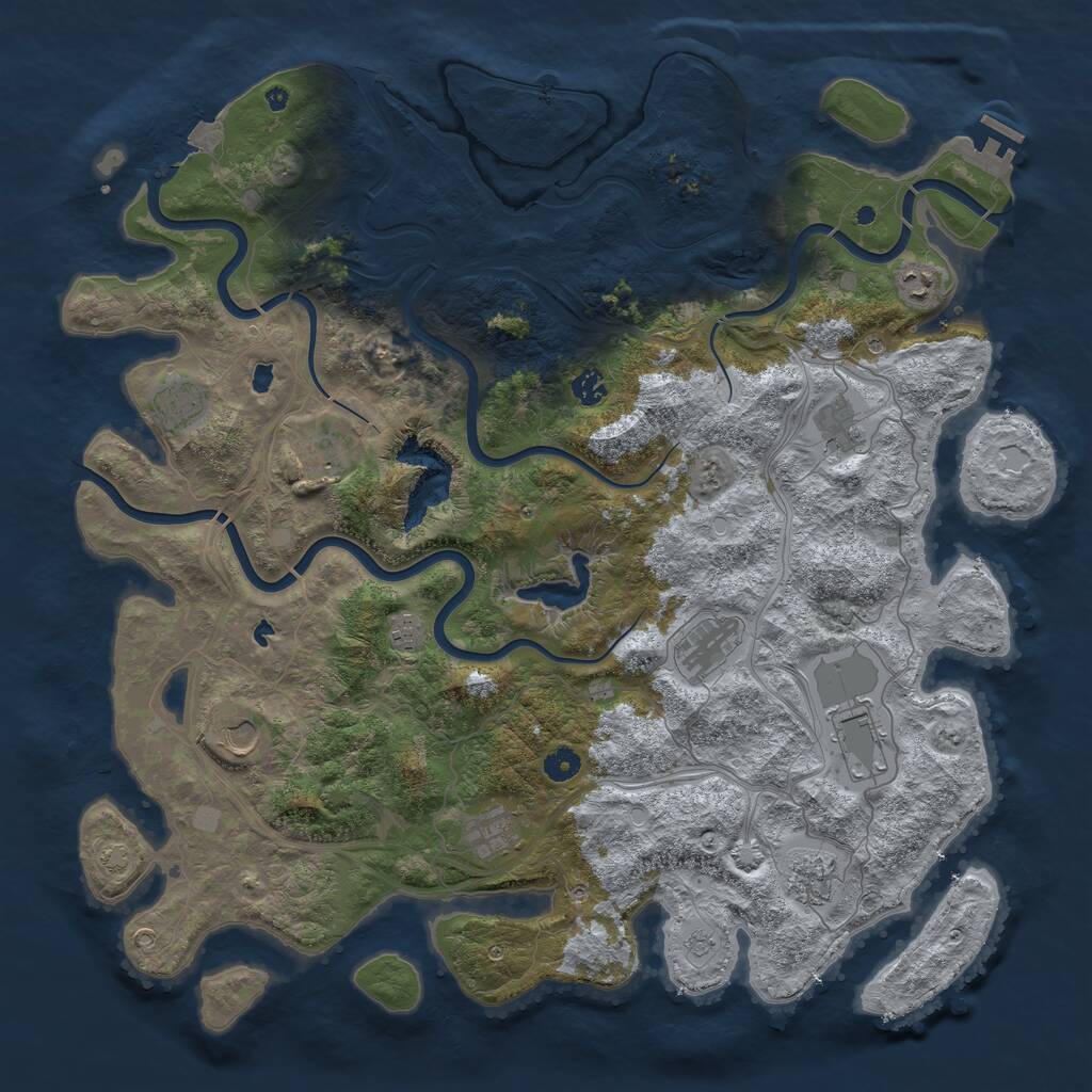 Rust Map: Procedural Map, Size: 4700, Seed: 2145683903, 16 Monuments