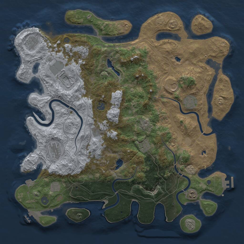 Rust Map: Procedural Map, Size: 4500, Seed: 984105002, 17 Monuments