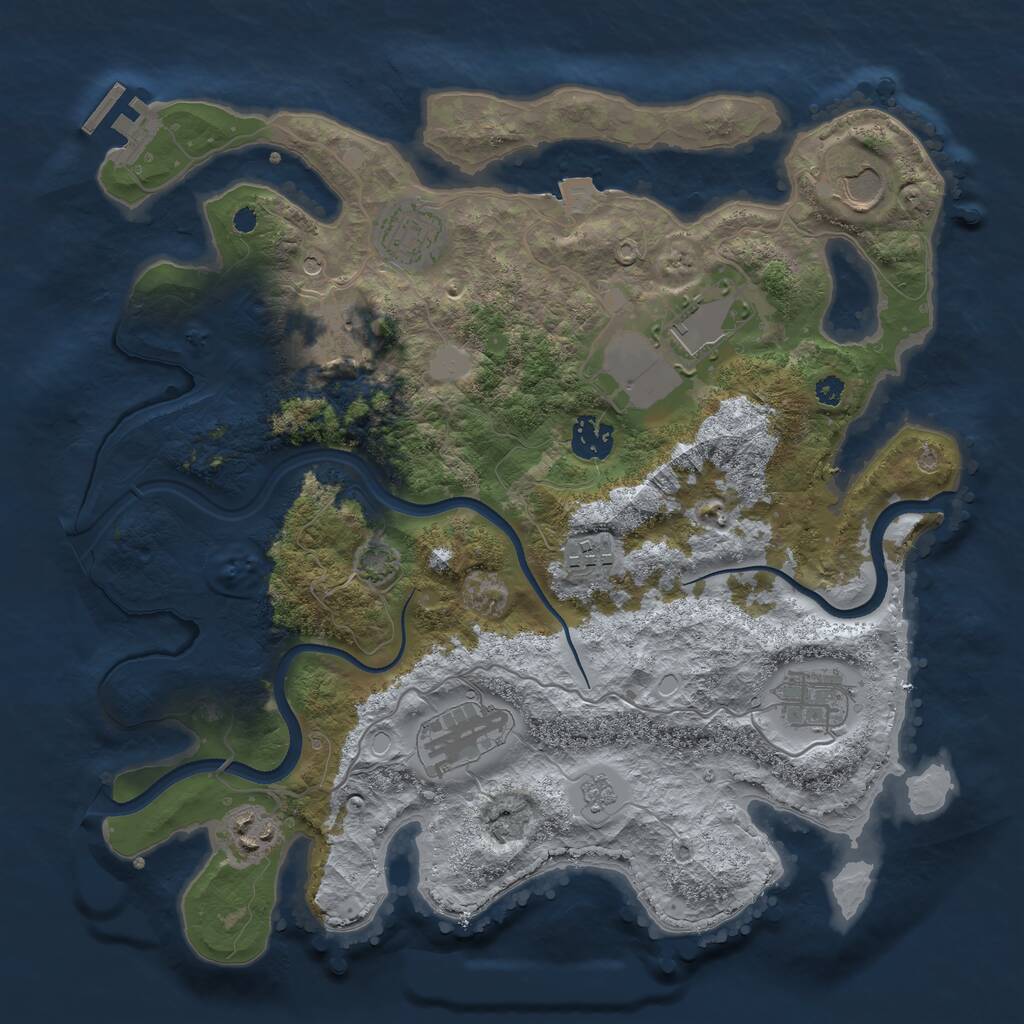 Rust Map: Procedural Map, Size: 3500, Seed: 510968941, 14 Monuments