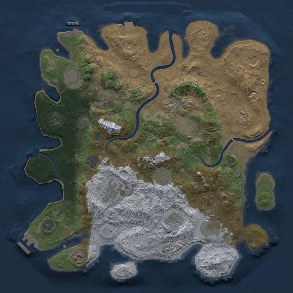 Rust Map: Procedural Map, Size: 3900, Seed: 452569763, 17 Monuments