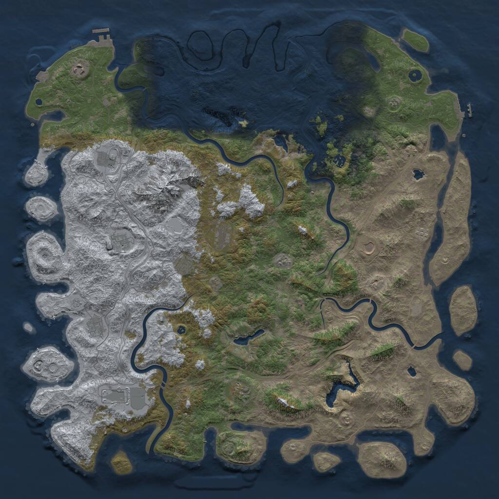 Rust Map: Procedural Map, Size: 6000, Seed: 1692299860, 17 Monuments