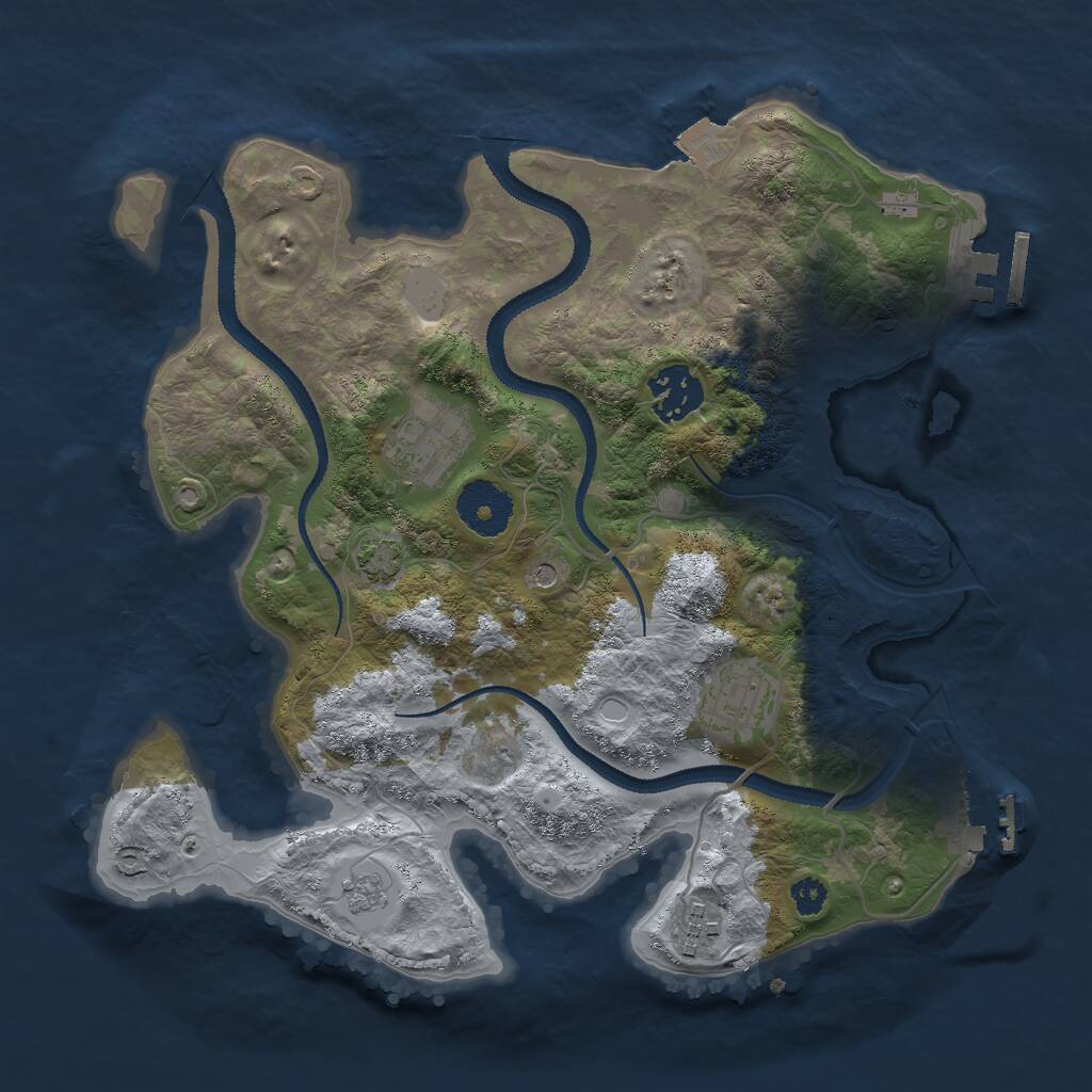 Rust Map: Procedural Map, Size: 3000, Seed: 971831, 10 Monuments