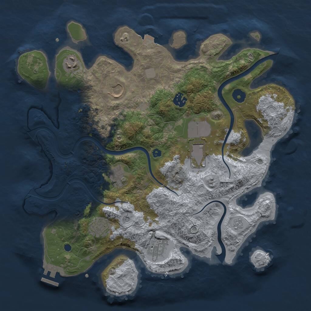 Rust Map: Procedural Map, Size: 3500, Seed: 61132182, 12 Monuments