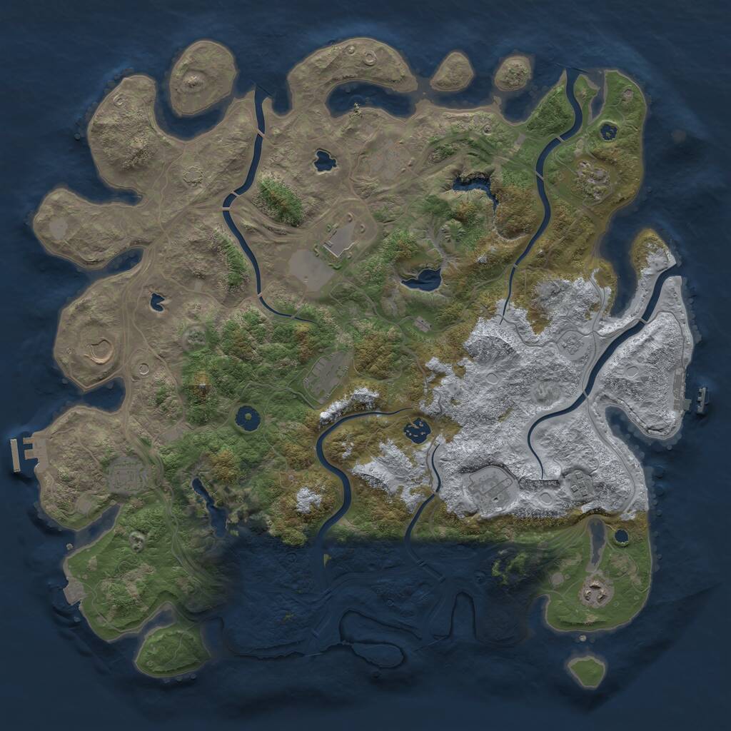 Rust Map: Procedural Map, Size: 4500, Seed: 1709524038, 16 Monuments
