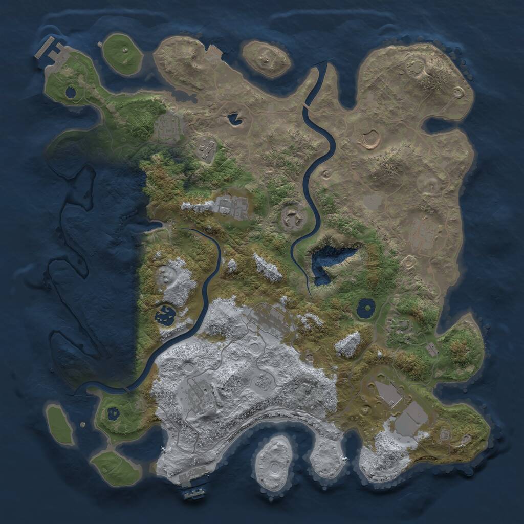 Rust Map: Procedural Map, Size: 4000, Seed: 1350363083, 17 Monuments