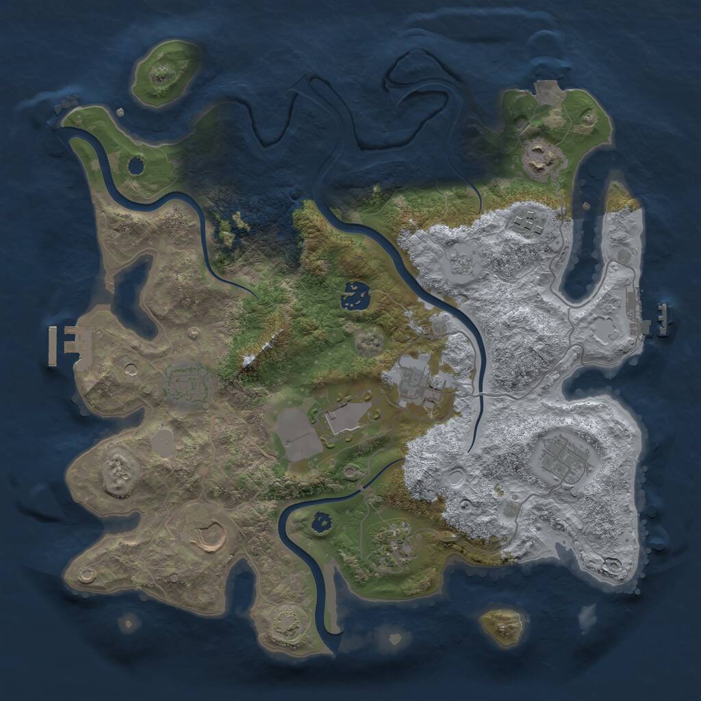 Rust Map: Procedural Map, Size: 3500, Seed: 285206906, 15 Monuments