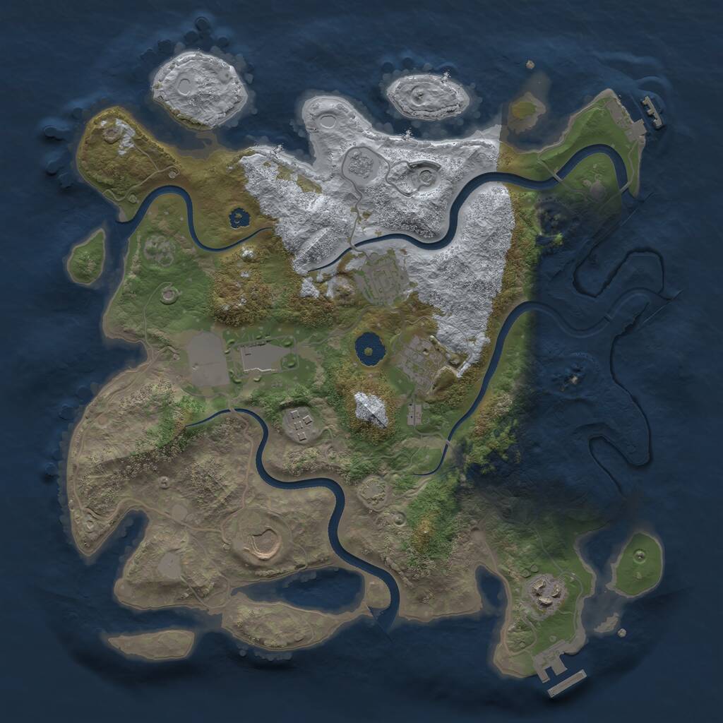 Rust Map: Procedural Map, Size: 3500, Seed: 681170951, 12 Monuments
