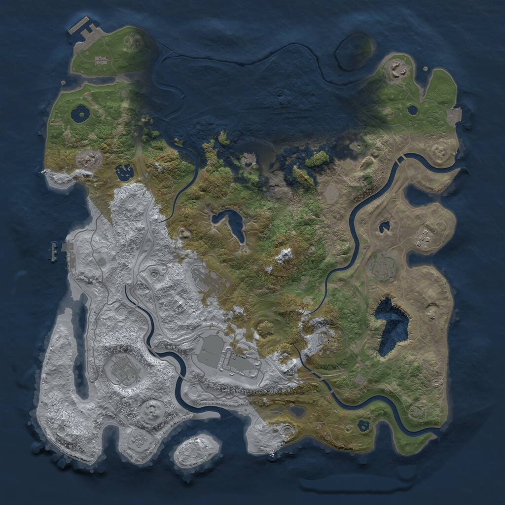 Rust Map: Procedural Map, Size: 4250, Seed: 2207264, 16 Monuments