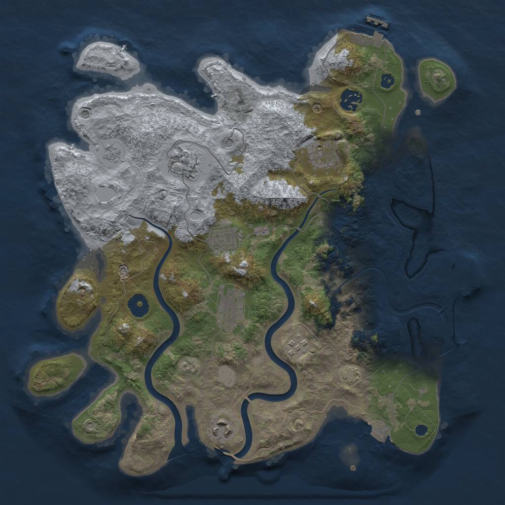 Rust Map: Procedural Map, Size: 3500, Seed: 1540233369, 13 Monuments