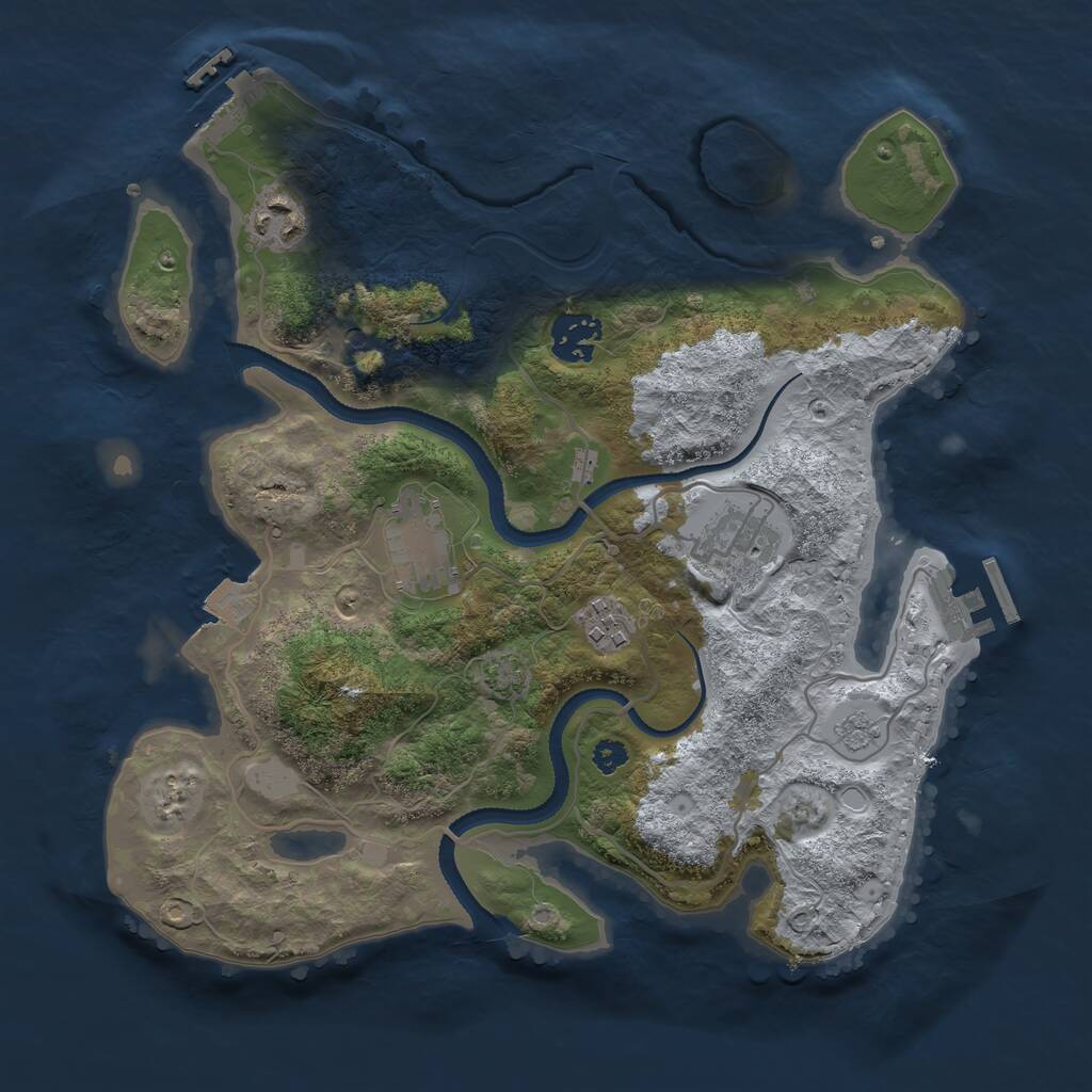 Rust Map: Procedural Map, Size: 3200, Seed: 1189367718, 11 Monuments