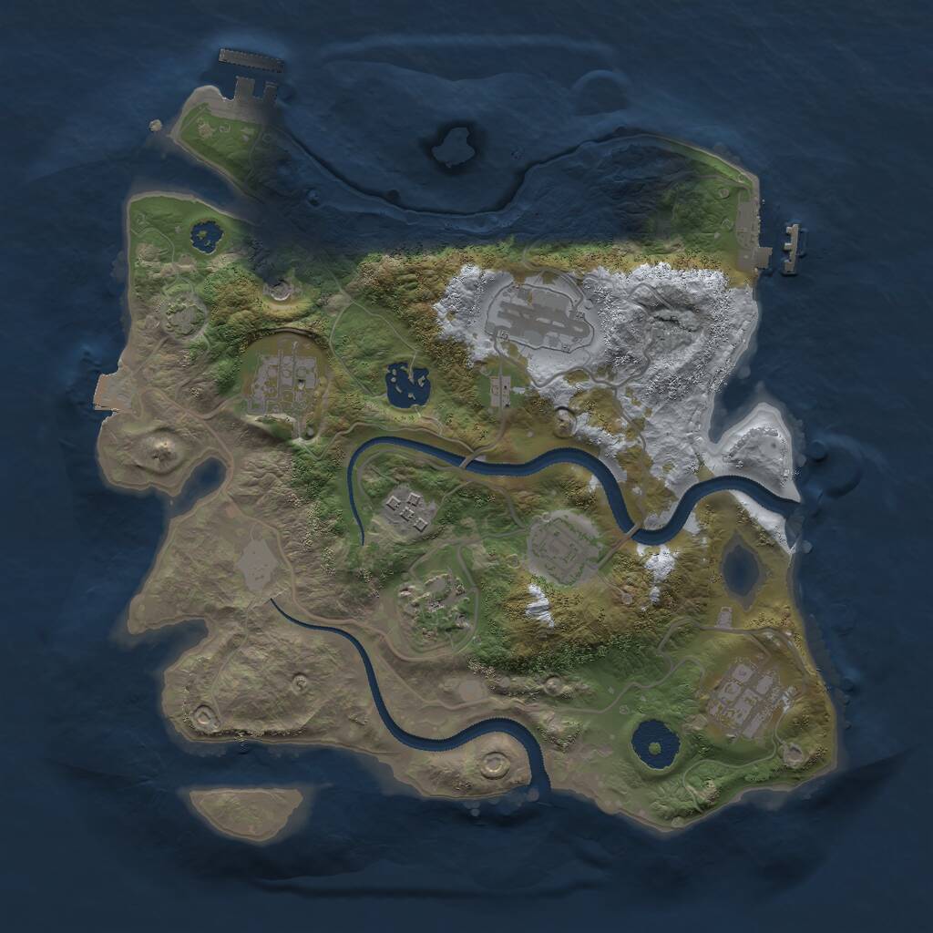 Rust Map: Procedural Map, Size: 3000, Seed: 1261596818, 12 Monuments