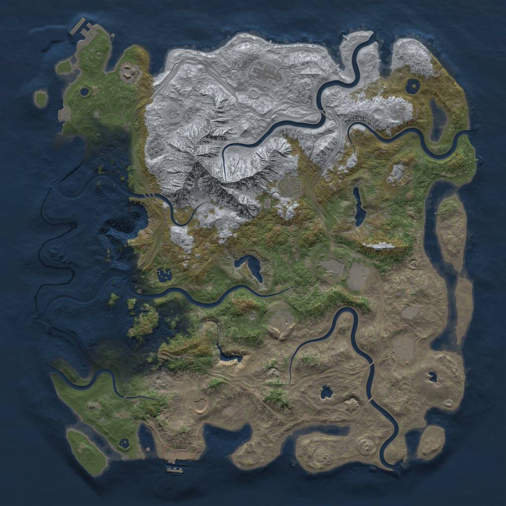 Rust Map: Procedural Map, Size: 5000, Seed: 777979, 16 Monuments
