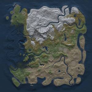 Thumbnail Rust Map: Procedural Map, Size: 5000, Seed: 777979, 16 Monuments