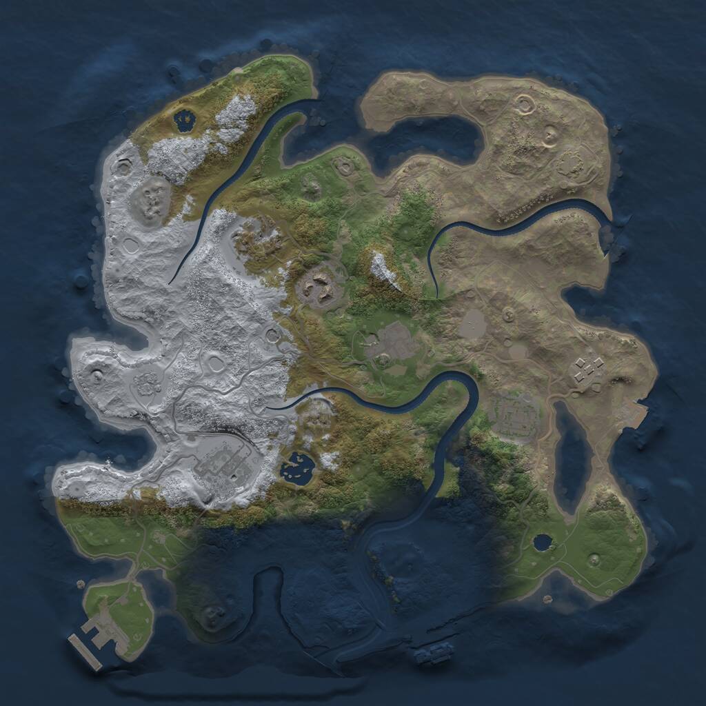 Rust Map: Procedural Map, Size: 3250, Seed: 610520513, 13 Monuments