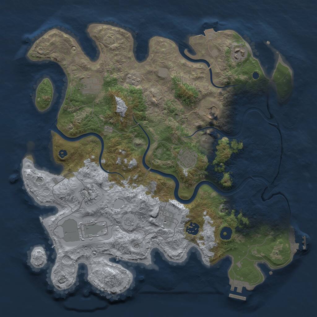 Rust Map: Procedural Map, Size: 3750, Seed: 2043546176, 15 Monuments