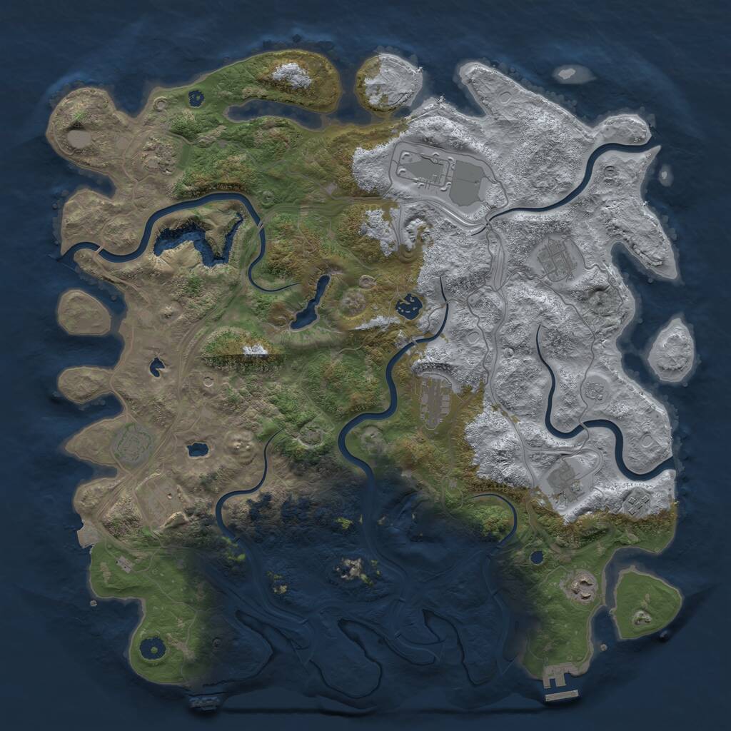Rust Map: Procedural Map, Size: 4500, Seed: 1674709622, 16 Monuments