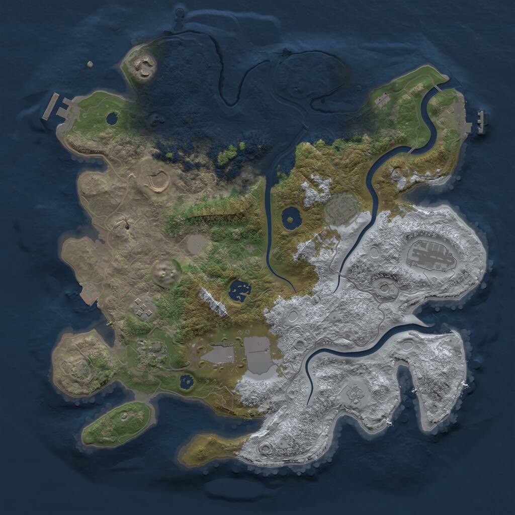 Rust Map: Procedural Map, Size: 3600, Seed: 877382238, 14 Monuments