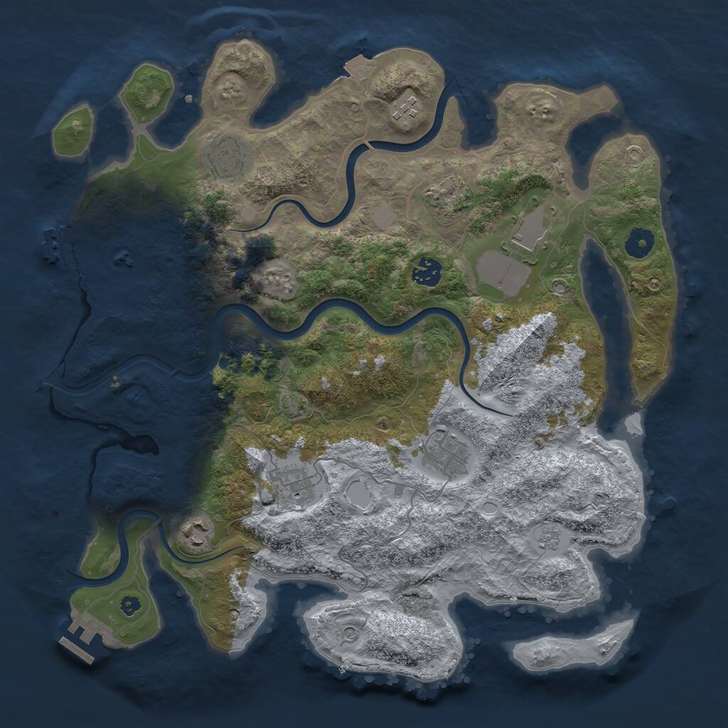 Rust Map: Procedural Map, Size: 3750, Seed: 1261233712, 14 Monuments