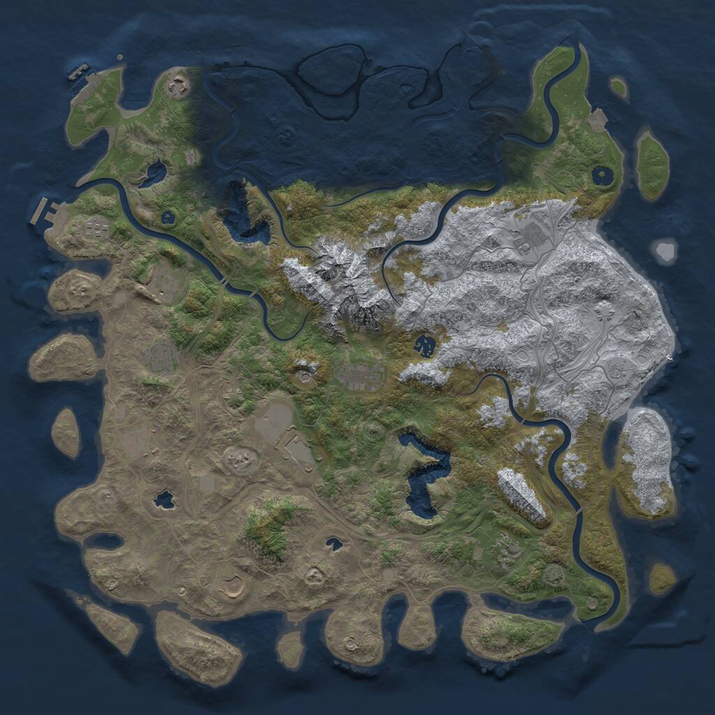 Rust Map: Procedural Map, Size: 5000, Seed: 736674024, 17 Monuments