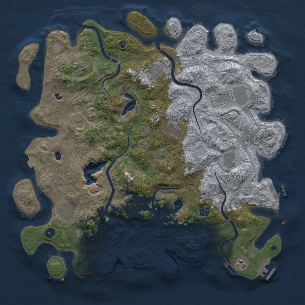 Rust Map: Procedural Map, Size: 4500, Seed: 1241421018, 17 Monuments