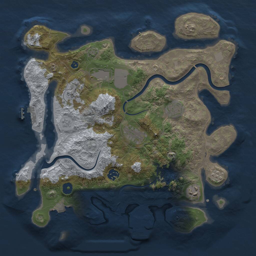 Rust Map: Procedural Map, Size: 3500, Seed: 1862399910, 13 Monuments