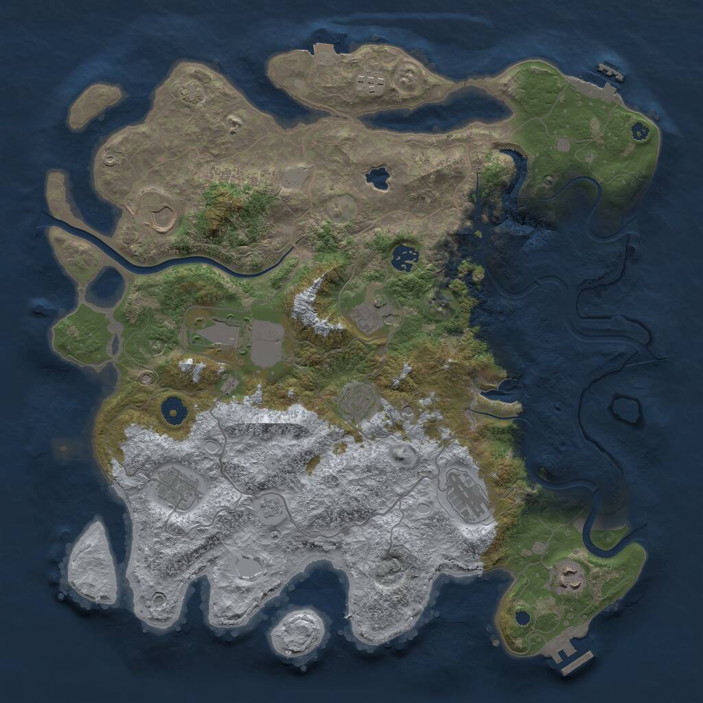 Rust Map: Procedural Map, Size: 4000, Seed: 2048969076, 15 Monuments
