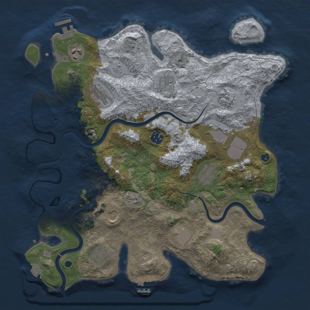 Rust Map: Procedural Map, Size: 3750, Seed: 1475137743, 17 Monuments