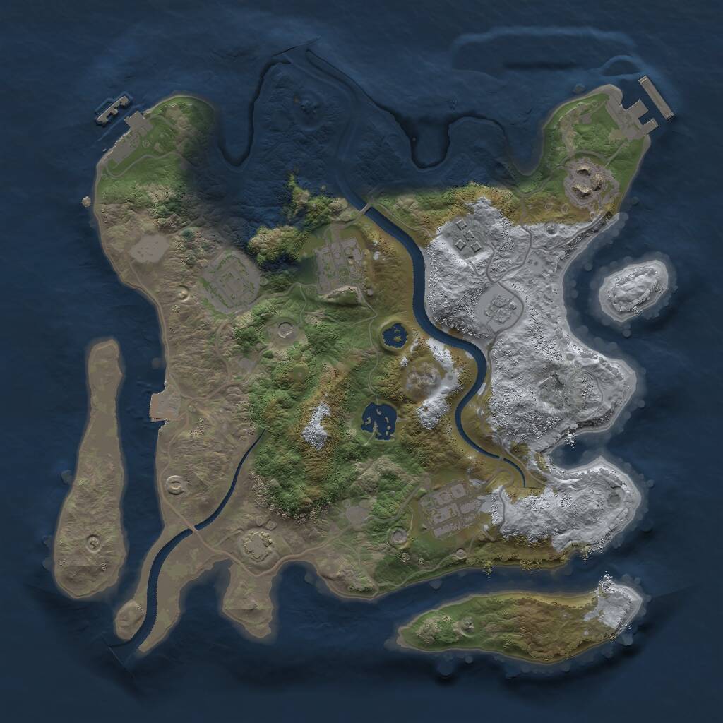 Rust Map: Procedural Map, Size: 3000, Seed: 32680, 12 Monuments