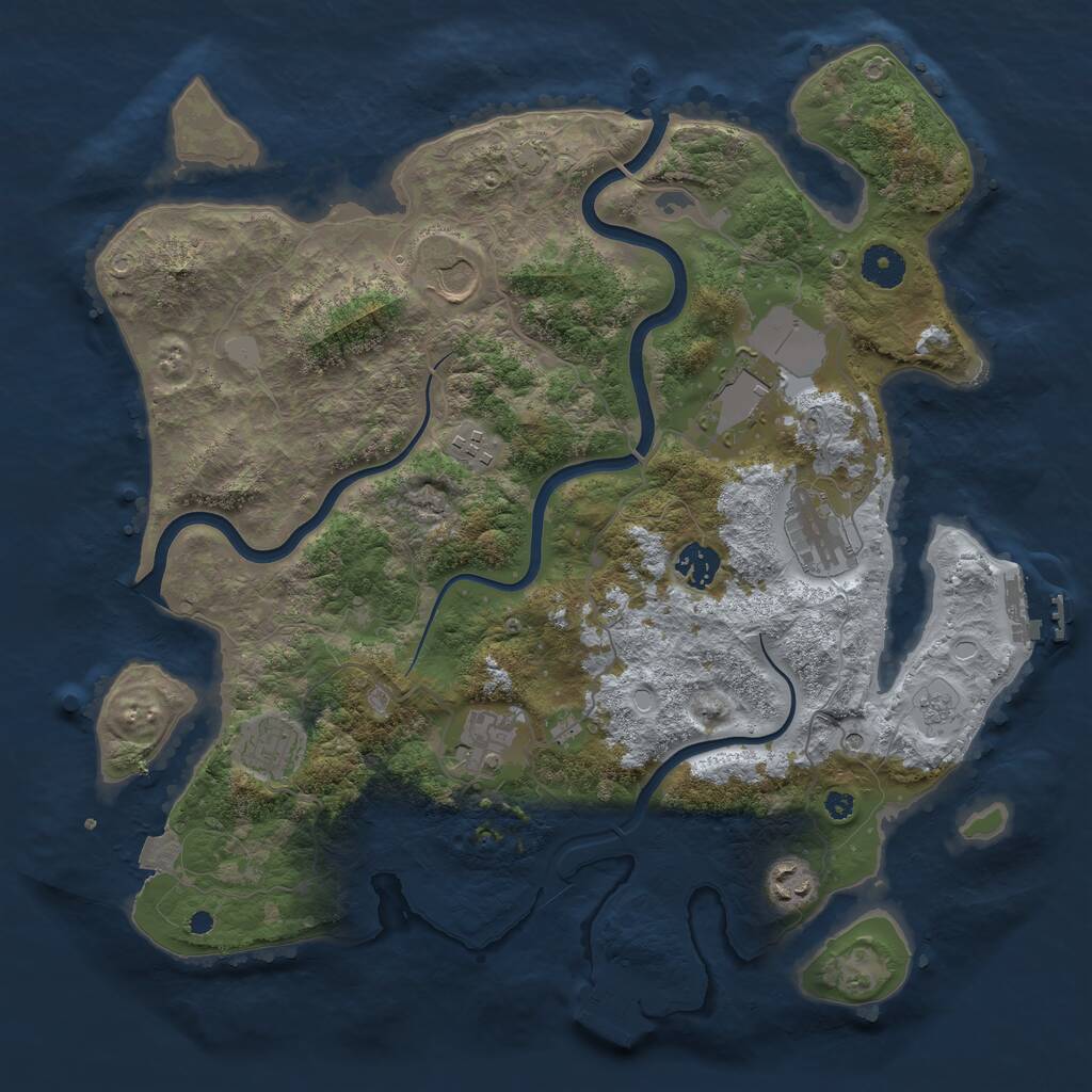 Rust Map: Procedural Map, Size: 3800, Seed: 9527, 14 Monuments