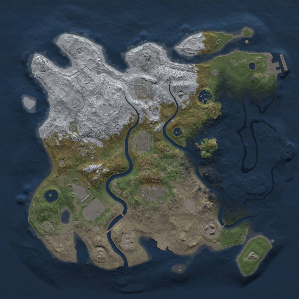 Rust Map: Procedural Map, Size: 3500, Seed: 1121224751, 14 Monuments