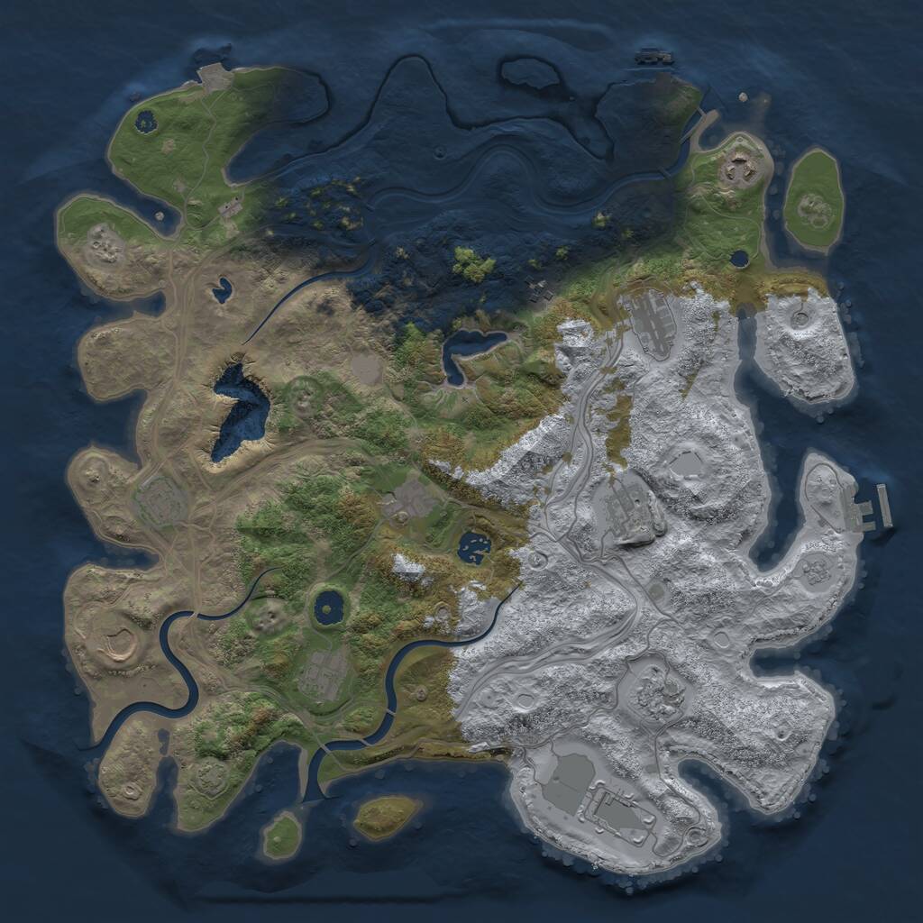 Rust Map: Procedural Map, Size: 4250, Seed: 1991336155, 17 Monuments