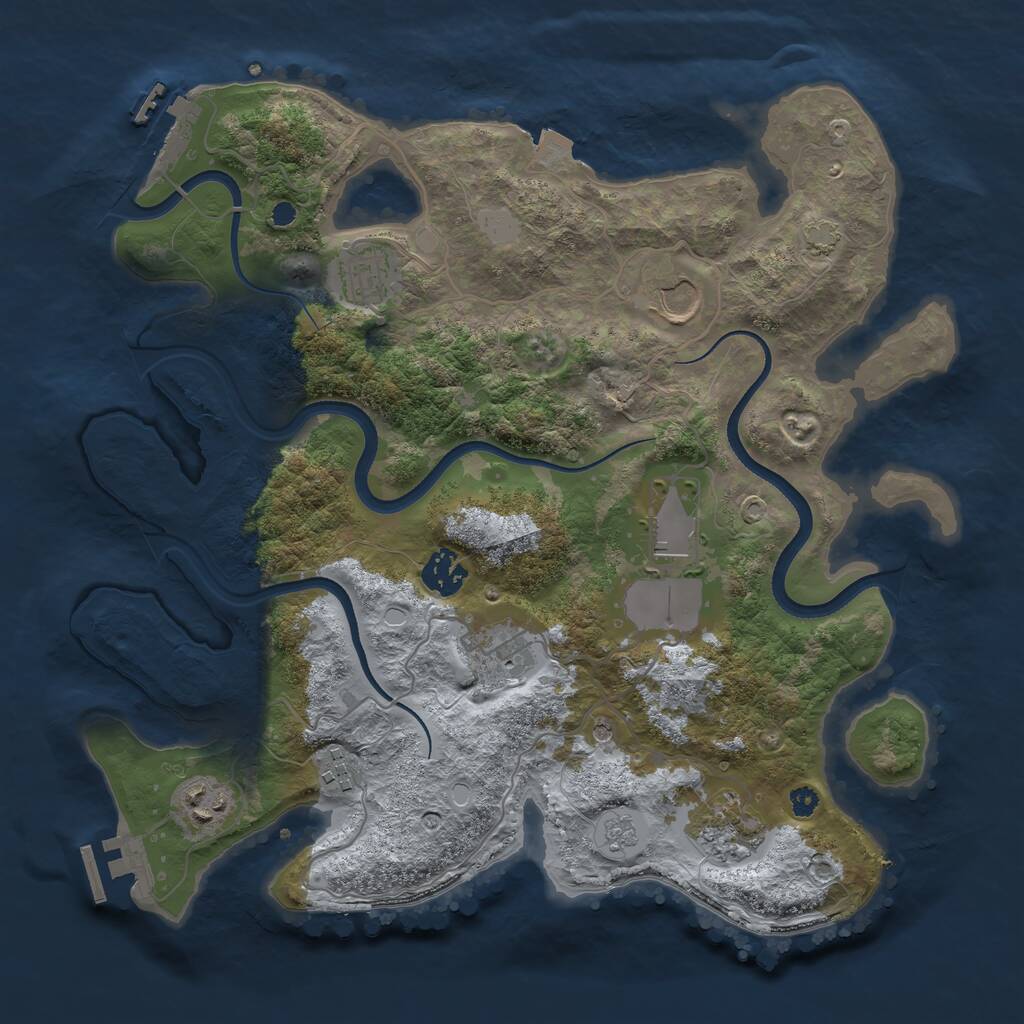 Rust Map: Procedural Map, Size: 3500, Seed: 33543460, 14 Monuments