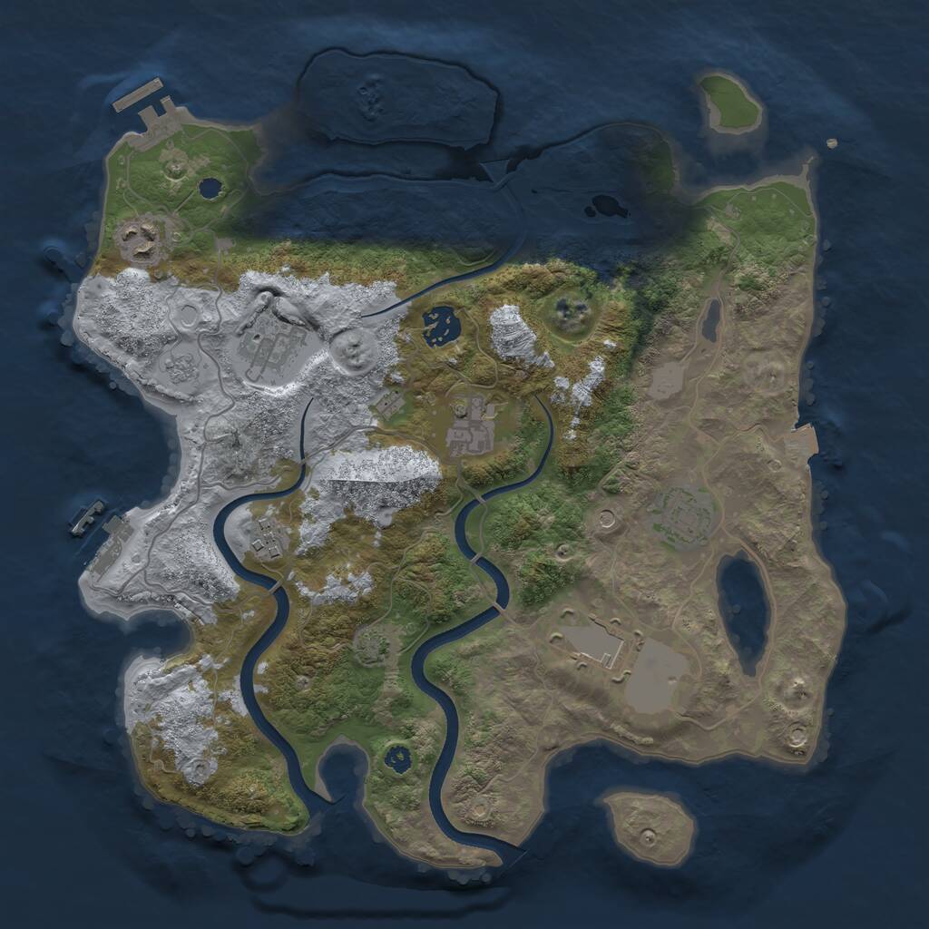 Rust Map: Procedural Map, Size: 3500, Seed: 644174596, 13 Monuments