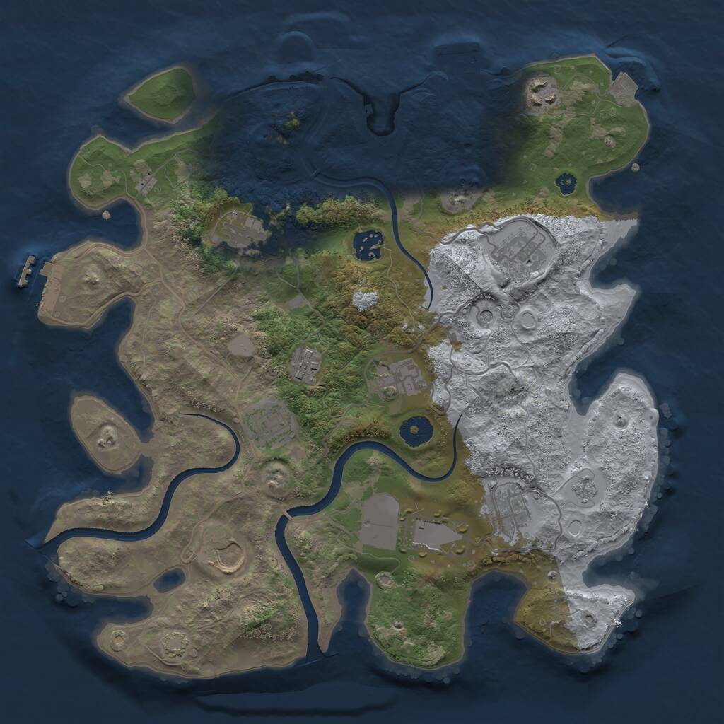 Rust Map: Procedural Map, Size: 3500, Seed: 2112607100, 16 Monuments