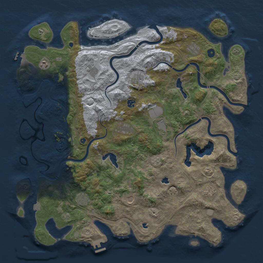 Rust Map: Procedural Map, Size: 4800, Seed: 1010094640, 16 Monuments