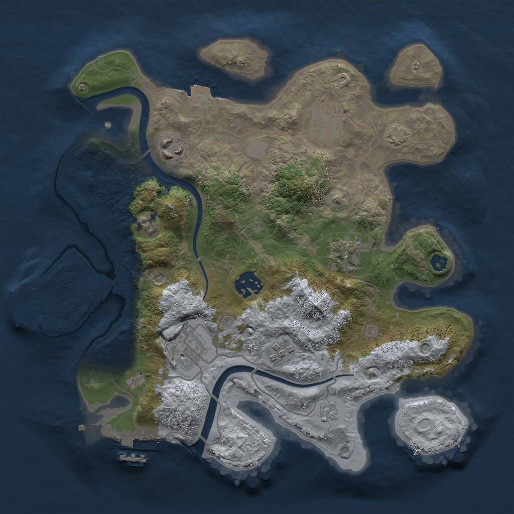 Rust Map: Procedural Map, Size: 3000, Seed: 545485, 12 Monuments
