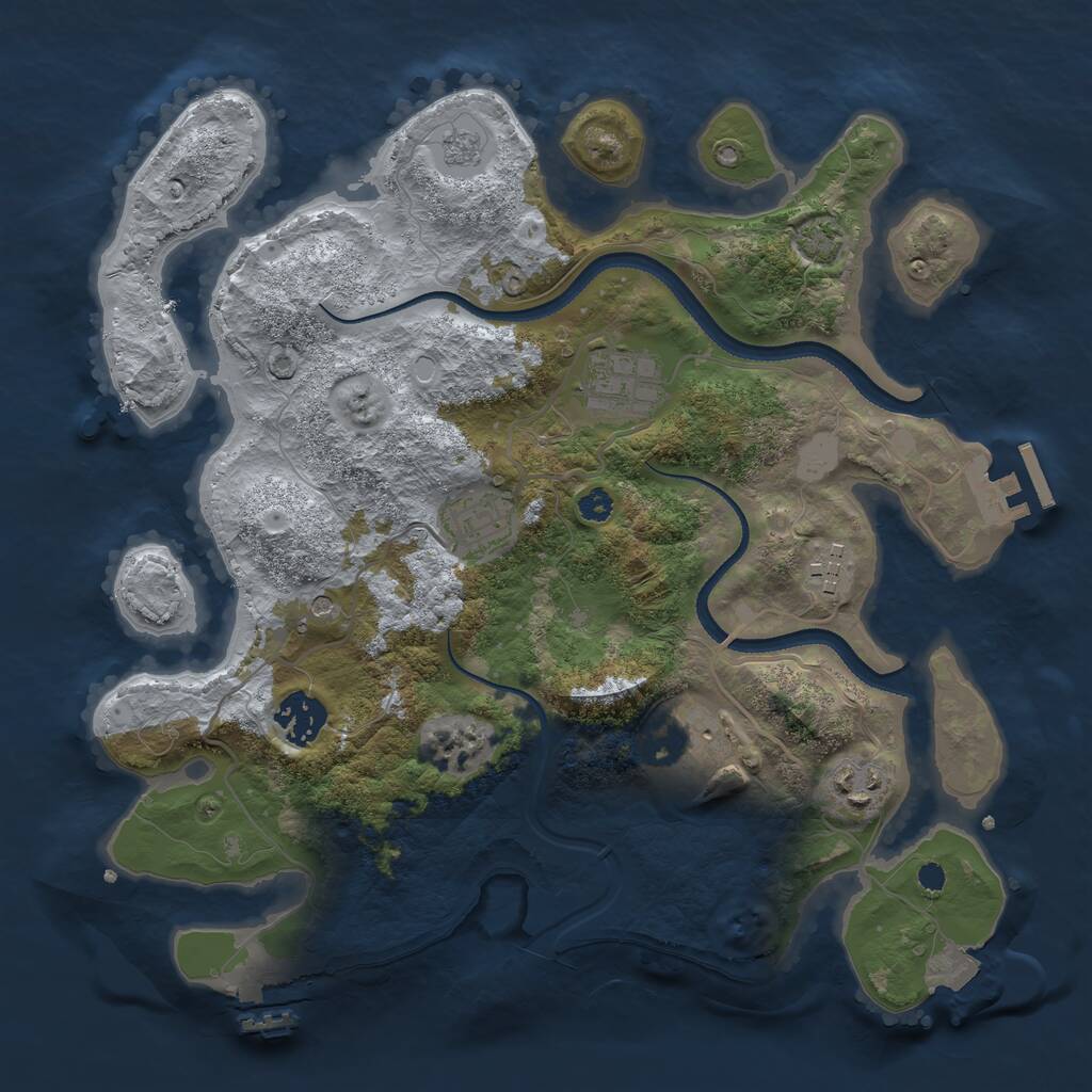Rust Map: Procedural Map, Size: 3250, Seed: 2126108211, 12 Monuments