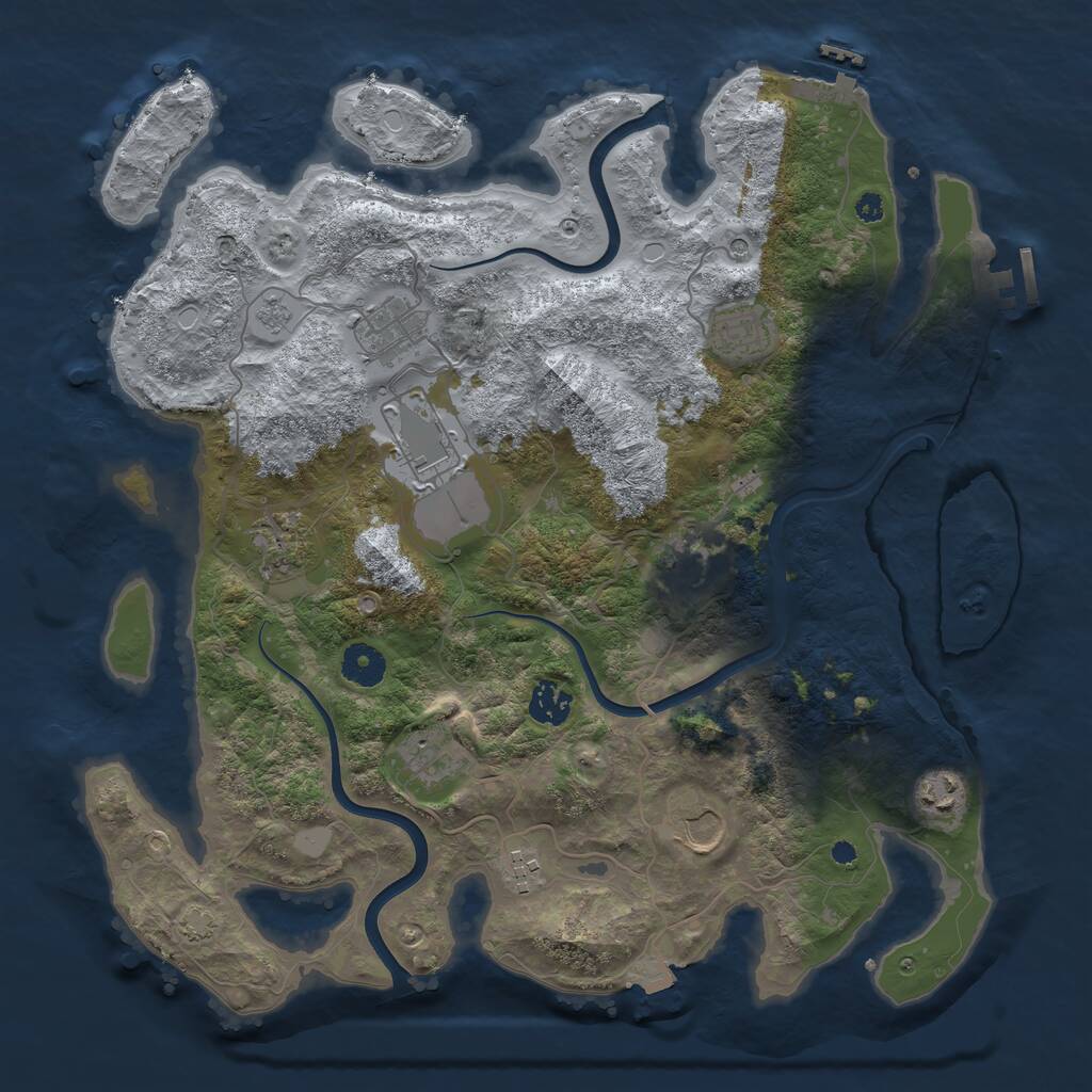 Rust Map: Procedural Map, Size: 3800, Seed: 827856, 16 Monuments