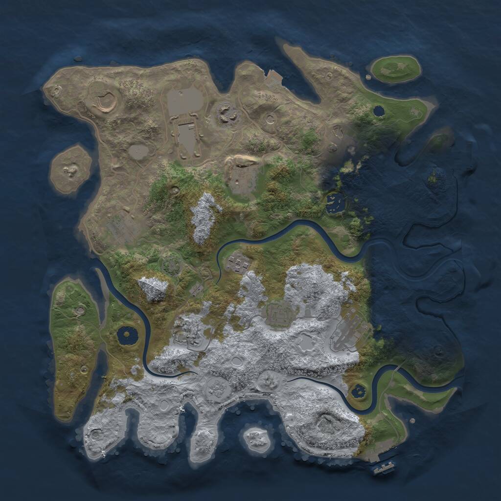 Rust Map: Procedural Map, Size: 3700, Seed: 1144907024, 17 Monuments