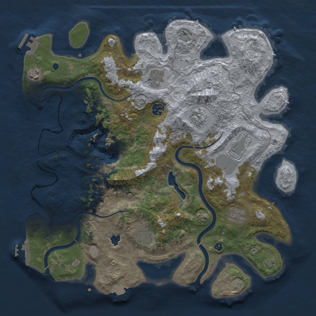 Rust Map: Procedural Map, Size: 4000, Seed: 4987565, 14 Monuments