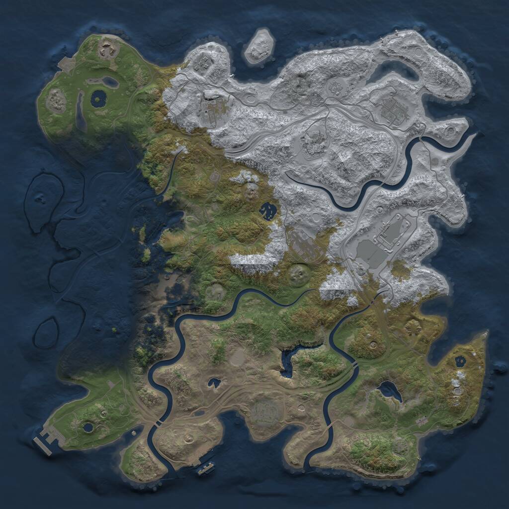 Rust Map: Procedural Map, Size: 4500, Seed: 643996, 16 Monuments